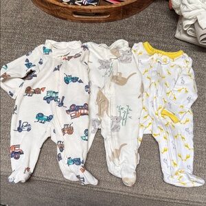 Preemie carters  One-Piece Footed Pajama - White with Multi Prints